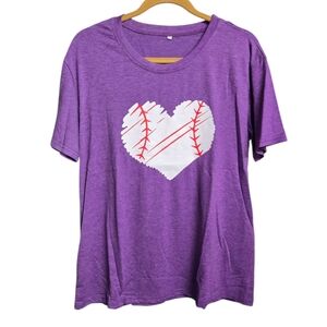 MYHALF Purple Baseball Heart T-Shirt No Brand Sz XLarge NEW